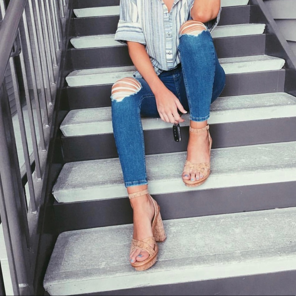 Elaine Turner Cork Screw platform heels